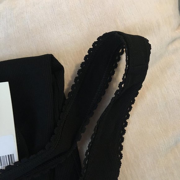 NWT ROUJE Addie Dress Cross Back with Scallop Lace Detail at Edges Black - Picture 3 of 10